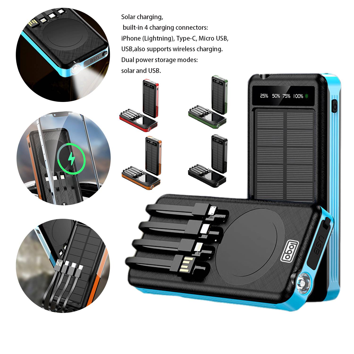 10000mAh Waterproof Solar Power Bank